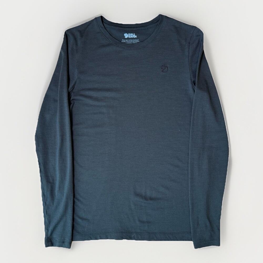 Fjallraven Merino Wool Shirt Women's XS Blue Long Sleeve Hiking Outdoors